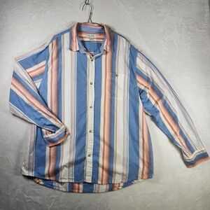 Free Assembly Men's 3XL Striped Button Up Shirt Long Sleeve Multicolor Casual‎